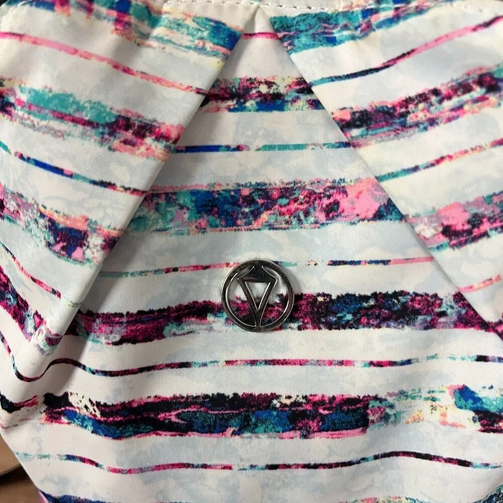 Ivivva by Lululemon Girl's Active Small Backpack Multi Stripe Bottom Shoe Pocket